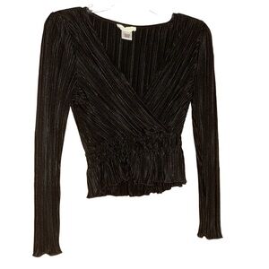 Kirious Black Ruched Peplum Black Top | Size S